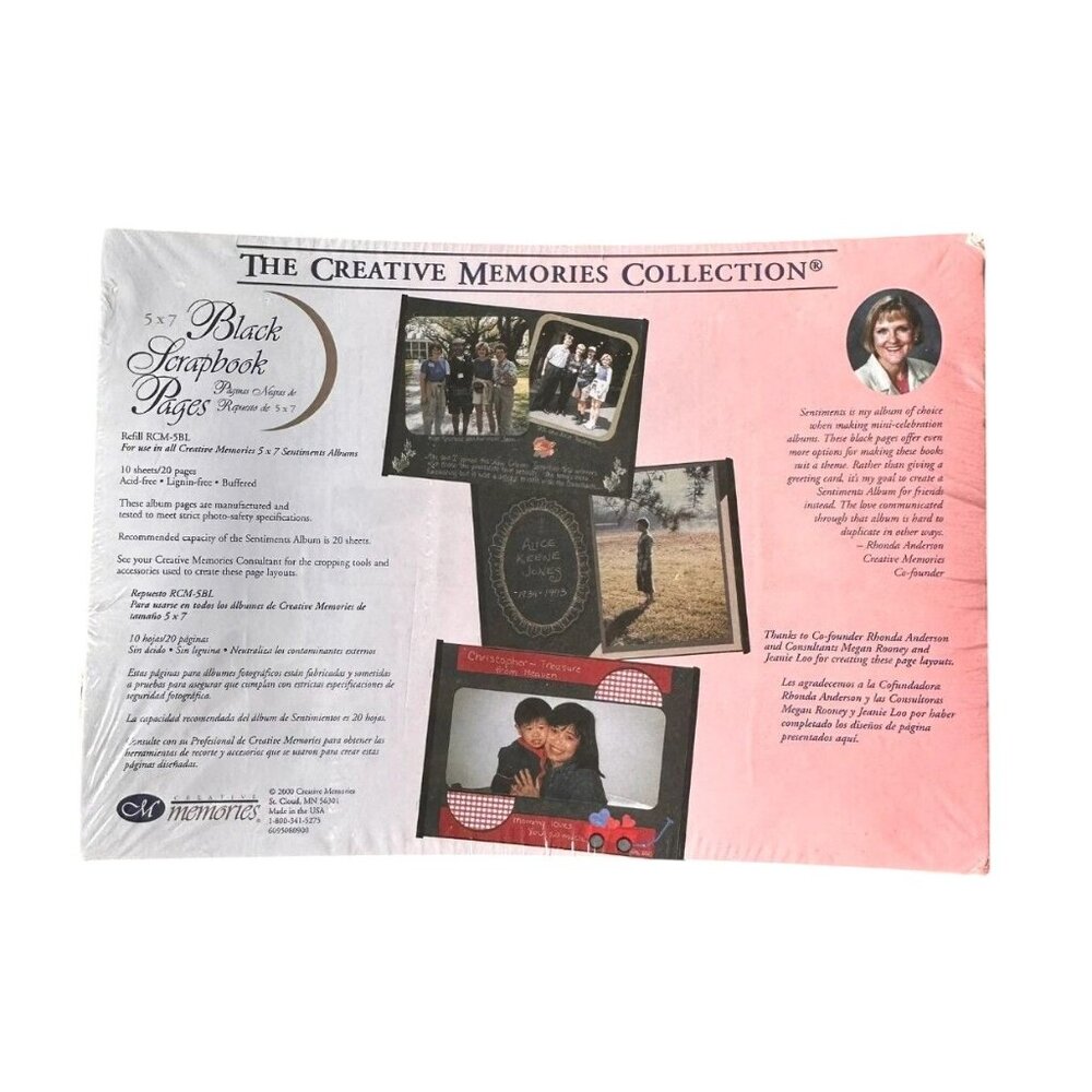 Creative Memories Black Scrapbook Refill‎ Pages 5x7 Photos For Sentiments Album